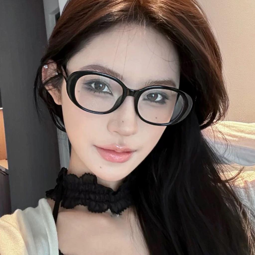 Black Red Oversized Frame Glasses Women Retro Oval Eyeglasses Y2K Anti Blue Light Computer Reading Fashion Spectacles Eyewear