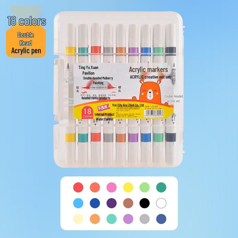Tingyuxuan 207 Double-Ended Acrylic Marker: Water-Based, Waterproof, DIY Graffiti Pen for Kids and Students
