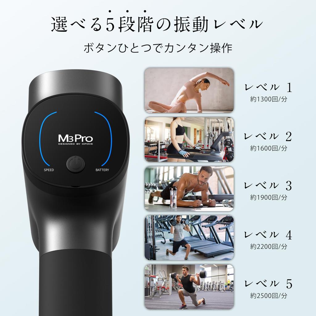 Opove M3 Pro 2 Myofascial Release 12mm Maximum 32kg 2600mAh X 6 Battery 5 Powerful Vibration 6 Handheld Japanese Instruction Manual Included Gun,