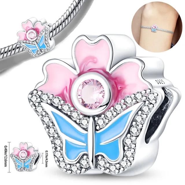 Copper Cherry Blossom Series Flowers Fit Original Women'S Bracelet Diy Making Fine Jewelry Gifts