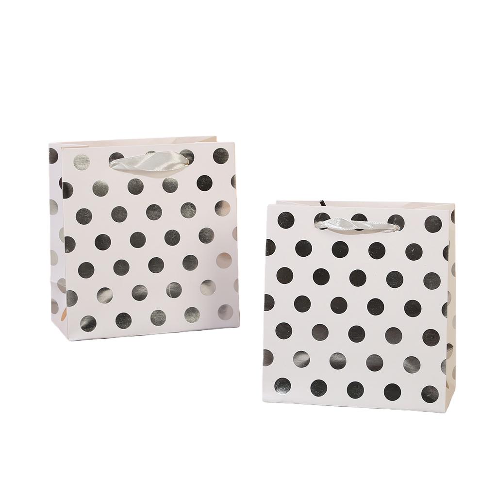 12pcs Polka Dot Gift Bags With Straps Paper Party Favor Bags For Weddings Birthdays Baby Showers Boutique Gifts For Event