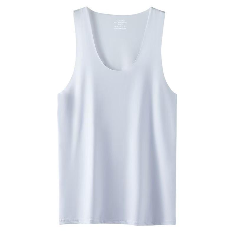 Новая мужская бесшовная майка из ледяного шелка, мужская летняя тонкая дышащая эластичная быстросохнущая повседневная спортивная майка-основа L белый