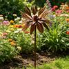 Vintage Style Garden Flagpole Rusty Outdoor Daisy Flower Metal Yard Stake, Rusted Iron Art Rust-red Patio Decoration Decoration, Weather-Resistant