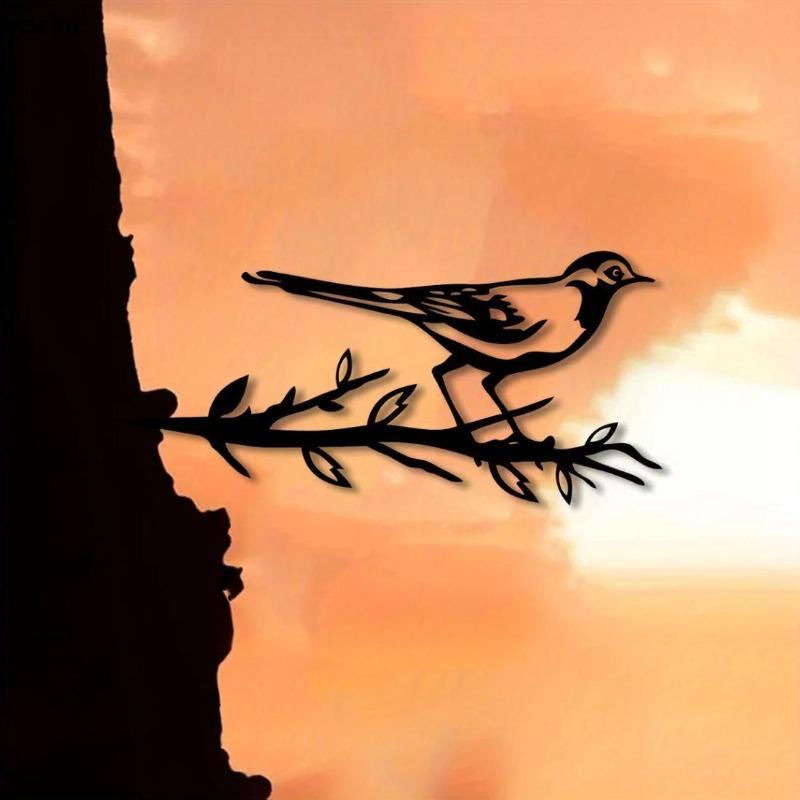 Wrought Iron Magpie on Tree Garden Decor Modern