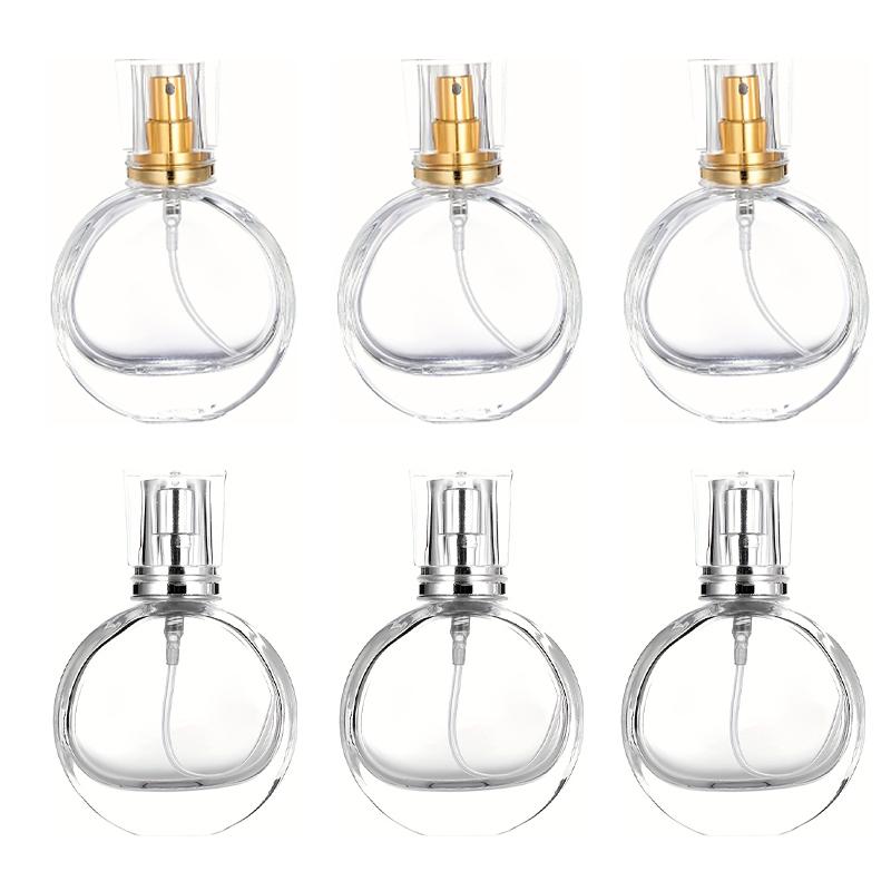 2/6Pcs 25ml Glass Perfume Atomizer Refillable, Mini Clear Travel Cologne Spray Bottle for Liquid Dispenser Portable Sprayer