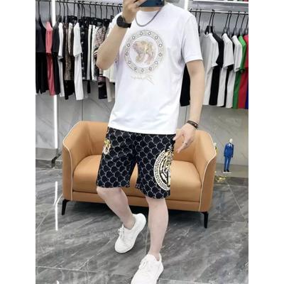2025 Popular Trendy Brand Sports and Leisure Suit Men's Summer Round Neck Quick-drying 3D Printed Short-sleeved T-shirt