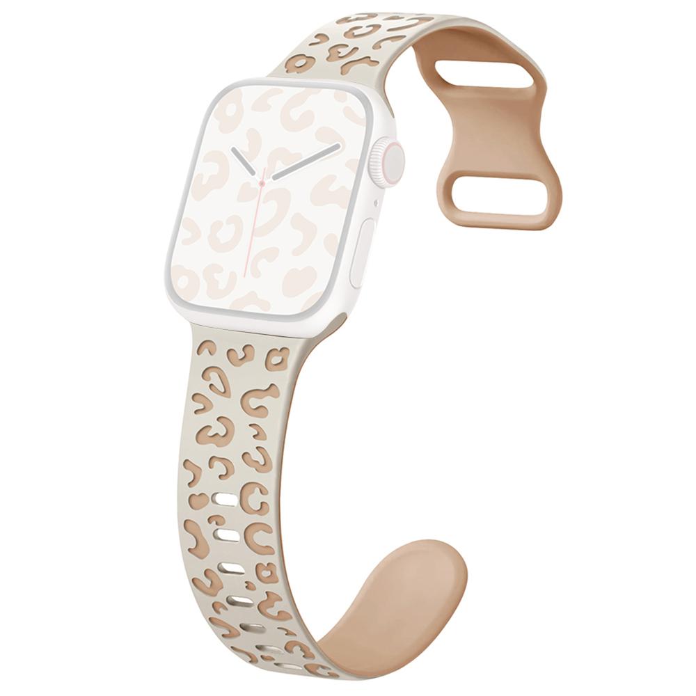 For Apple Watch Series 10 42mm/9 8 7 41mm/SE (2023) SE (2022) SE 6 5 4 40mm/3 2 1 38mm Leopard Silicone Strap