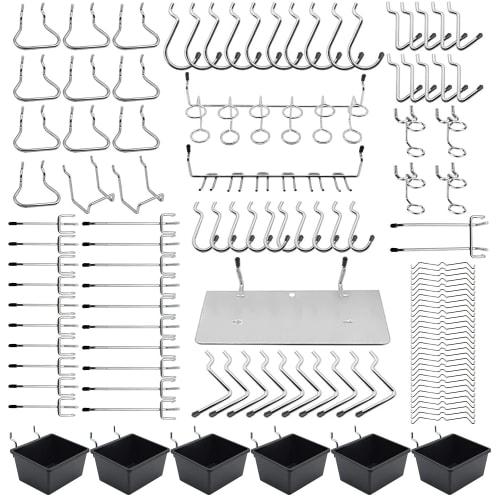 

25mm Punching Board Hooks with Plastic Box, Dedicated T-Shaped Mesh Hooks, Hole Pitch, Hanging Rack, Fixed Display, Steel Wall Storage, Easy Installat