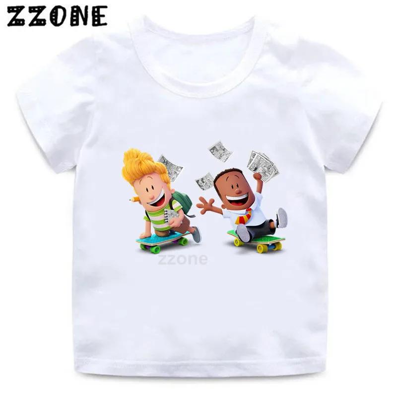 Boys and Girls Captain Underpants Cartoon Print T shirt Kids Funny Casual Clothes Baby Tops Children Summer Short Sleeve Tshirt