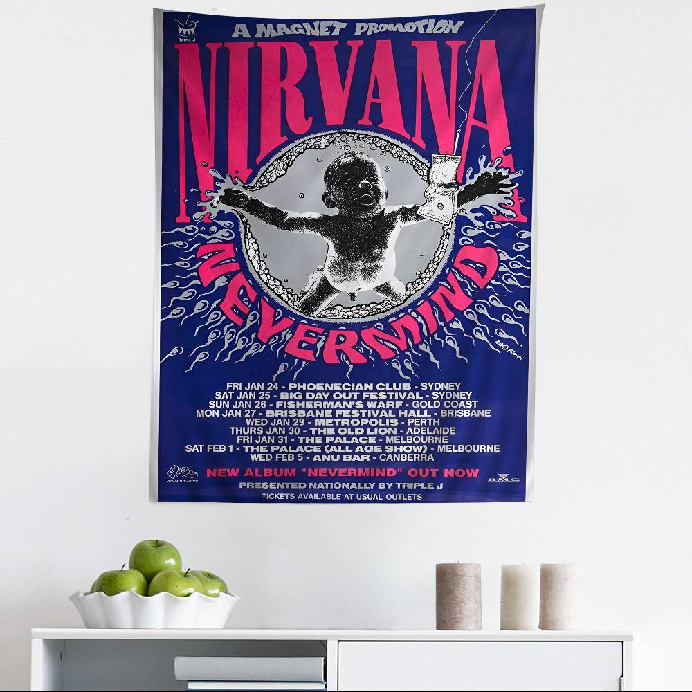 NNirvana Band Tapestry Sci Fi Print Wall Hanging Multi Size for Bedroom Dorm Living Room Home Decor Trendy Gift Idea