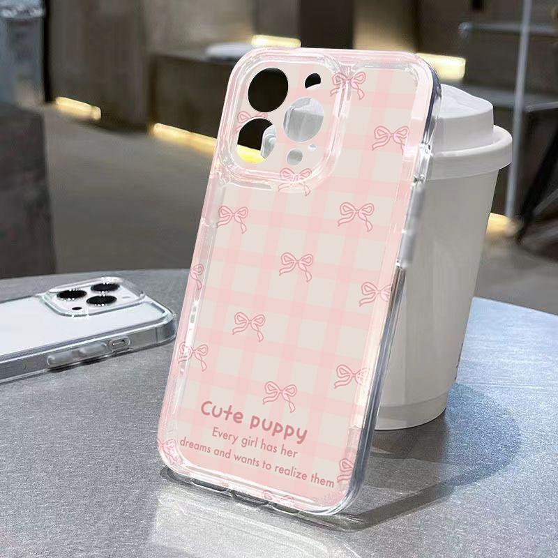 White Bowknot Snowflake Pattern Transparent Phone Case For iPhone Air 17 16 15 14 13 12 11 Pro Max Plus Mini 16E XS X XR Cover