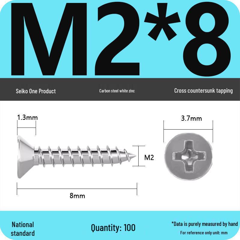 Iron Galvanized Phillips Flat Head Self-Tapping Screws - Countersunk M1 To M4