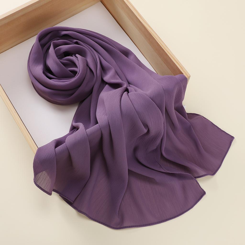 Muslim Plain Crinkle Hijabs Heavy Chiffon Scarf Arab Crepe Shawl Wraps Islamic Headband Solid Color Foulard Women