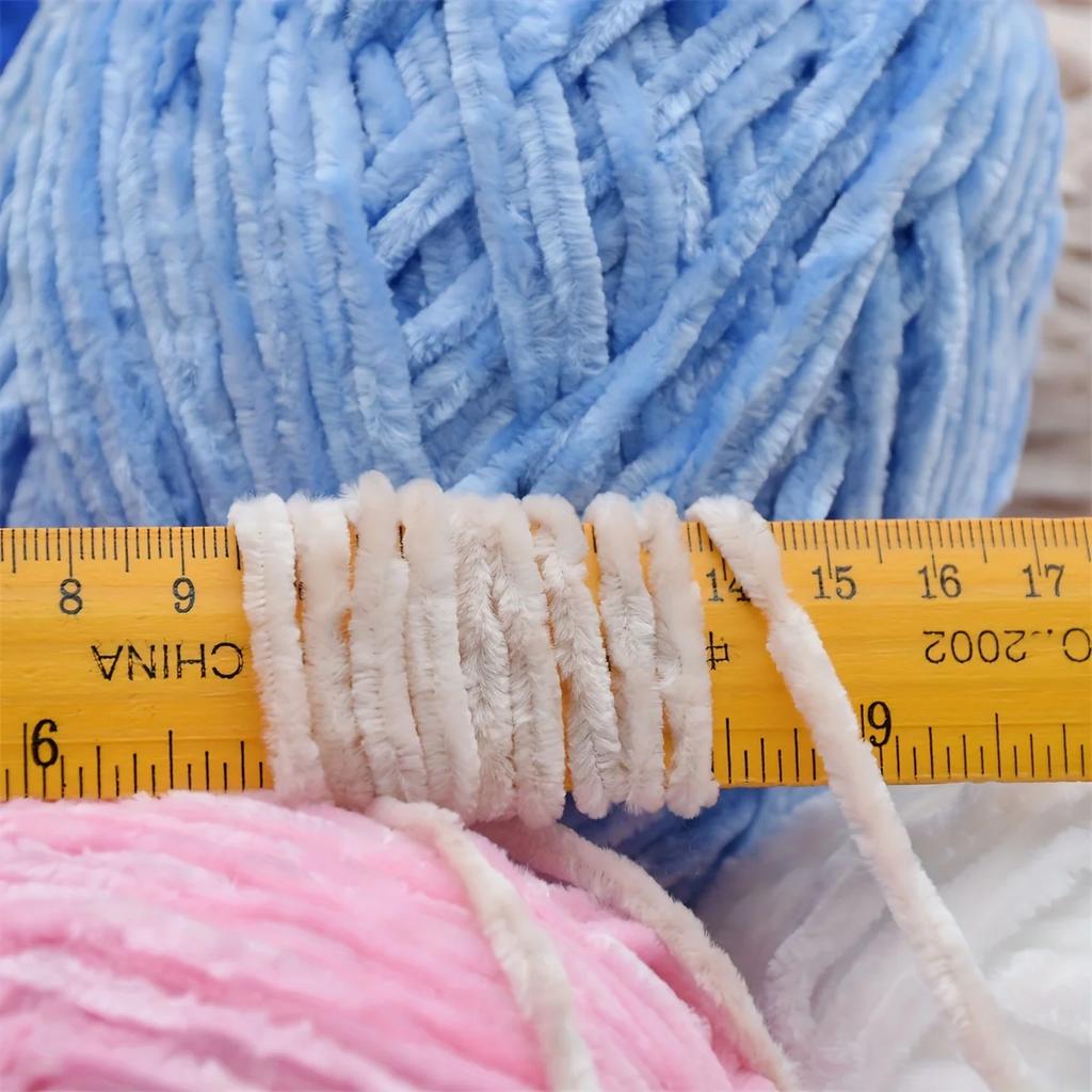 6-Pack Soft Chenille Velvet Yarn, 100g Each, 100% Polyester, Assorted Colors, for Crocheting Sweaters, Coats and DIY Crafts