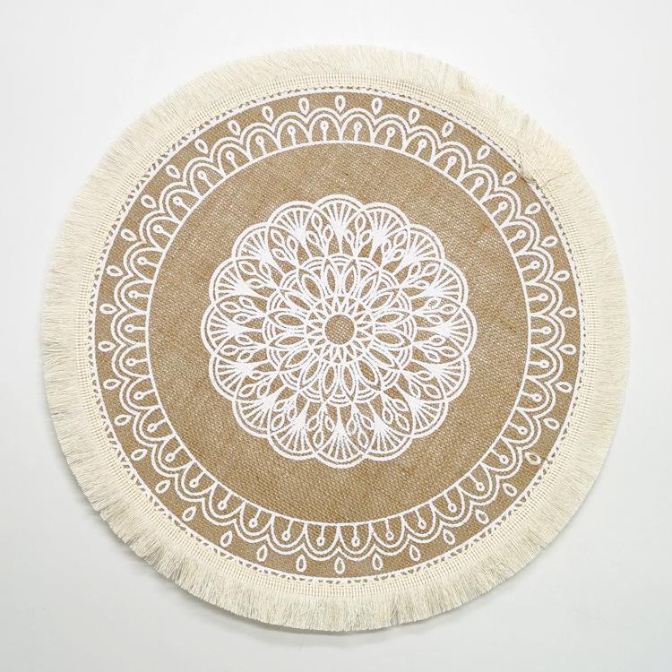 38cm Natural Vintage Jute Woven Placemats Bohemian Style Party Decoration Hanging Wall Decor Mat Vase Mat Table Mats Placemat