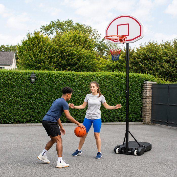 Panier de basketball - REZO - Réglable de 1,65 à 2,10 m - Deux roues - Livré avec un ballon et une pompe