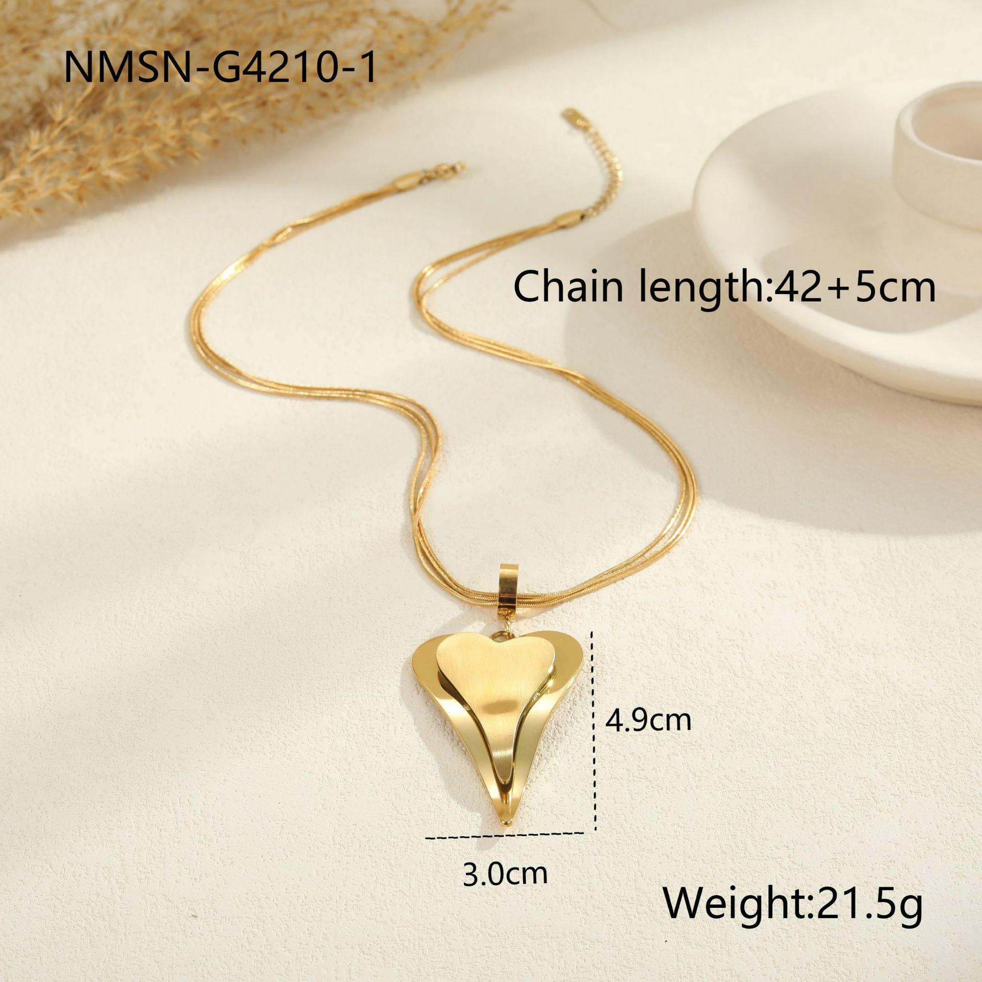 GEMCHIC Women s Fashion Double Heart Snake Chain Stainless Steel Necklace Gold Plated Pendant Sweater Chain 18K