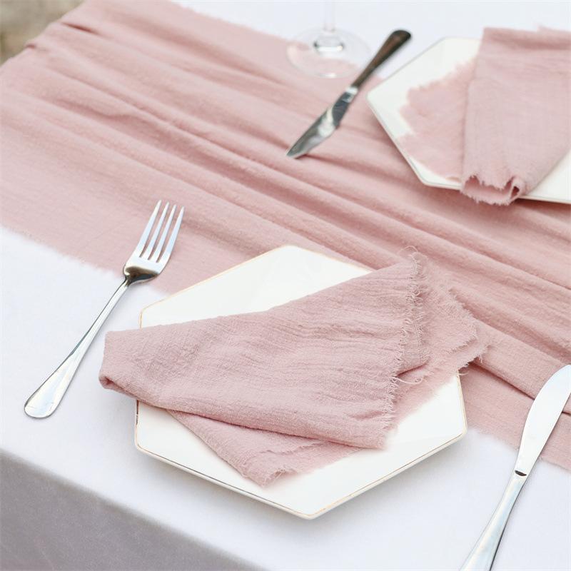 Rustic Gauze Table Runners, Retro Burr Texture Cotton Napkins Wedding Table Runners for Wedding Party Christmas Table Decoration