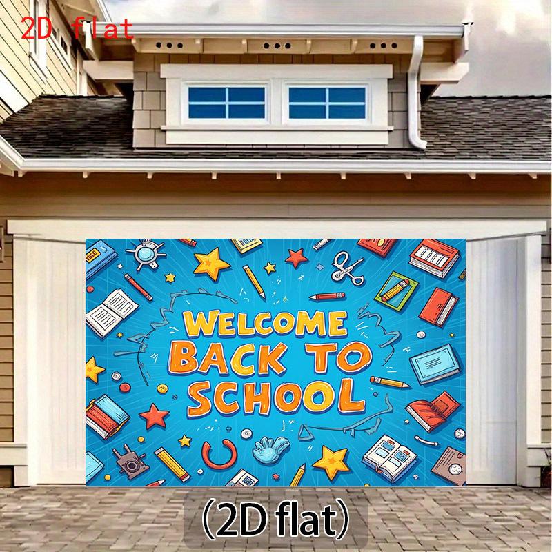 2D flat surface one-piece school-themed background fabric with learning supplies design suitable for educational activities