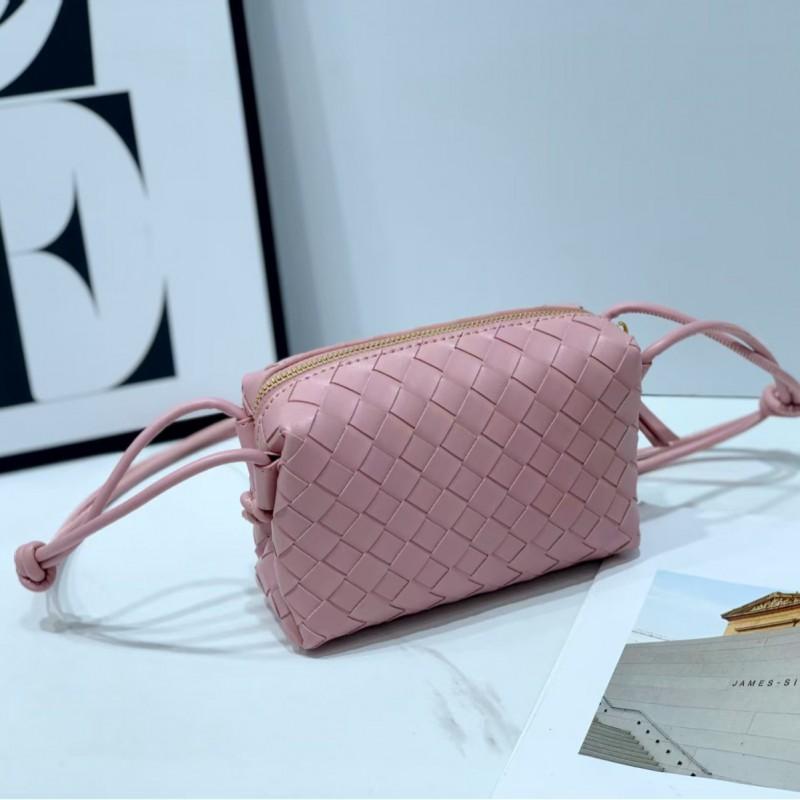 Borsa a Spalla Quadrata Mini Monocolore Tessuta a Mano da Donna Compatta a Tracolla Con Grande Capacità Morbida Pelle PU