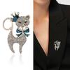 Cartoon Full Diamond Alloy Kitten Brooch, Fashionable And Atmospheric Clothing Accessories