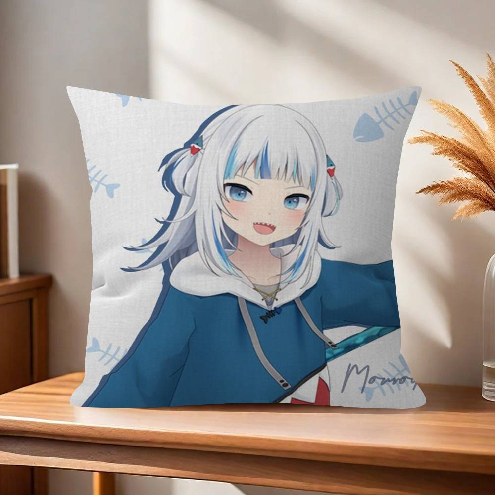Anime Gawr cute Gura  Pillow Anime Pillow Sofa Bed Head Pillow Cover Cushion Cover Fashion