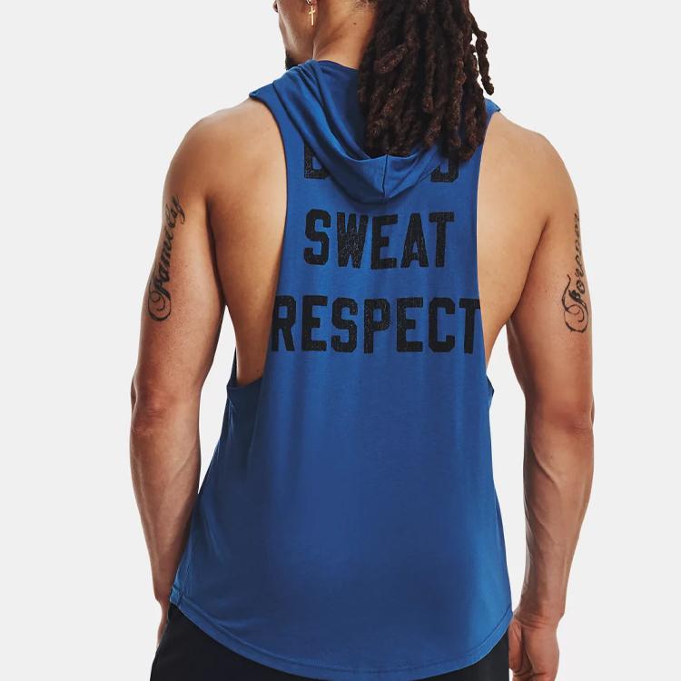 Under Armour Logo Print Hooded Sleeveless Sports Vest Men Tops Phantom-Blue 1376939-471