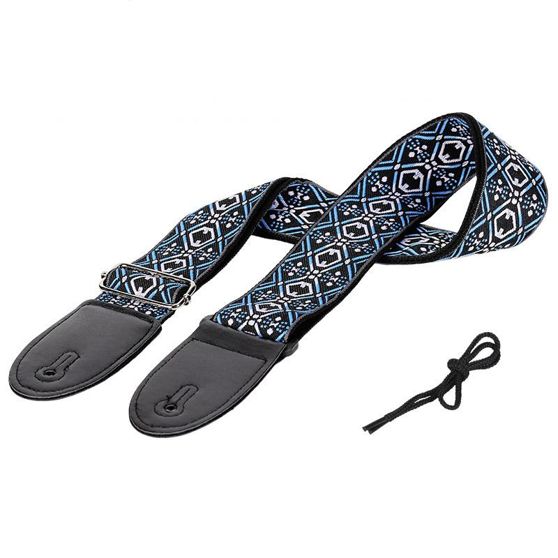 Guitar Strap Embroidered Print Vintage Style Adjustable Guitar Strap For Folk Electric Guitar Bass Ukulele Guitar Accessories