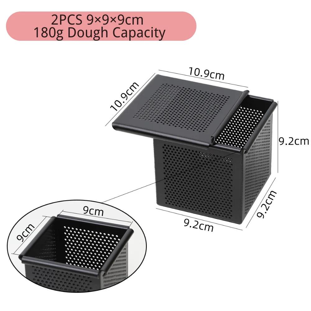 Non Stick Cube Croissant Mini Toast Box Mold Mini Pullman Loaf Pan with Square Lid Perforated Toast Box Water Cube Baking Tool