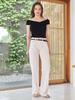 NOUVE Off-Shoulder Shirring T-Shirt - Black