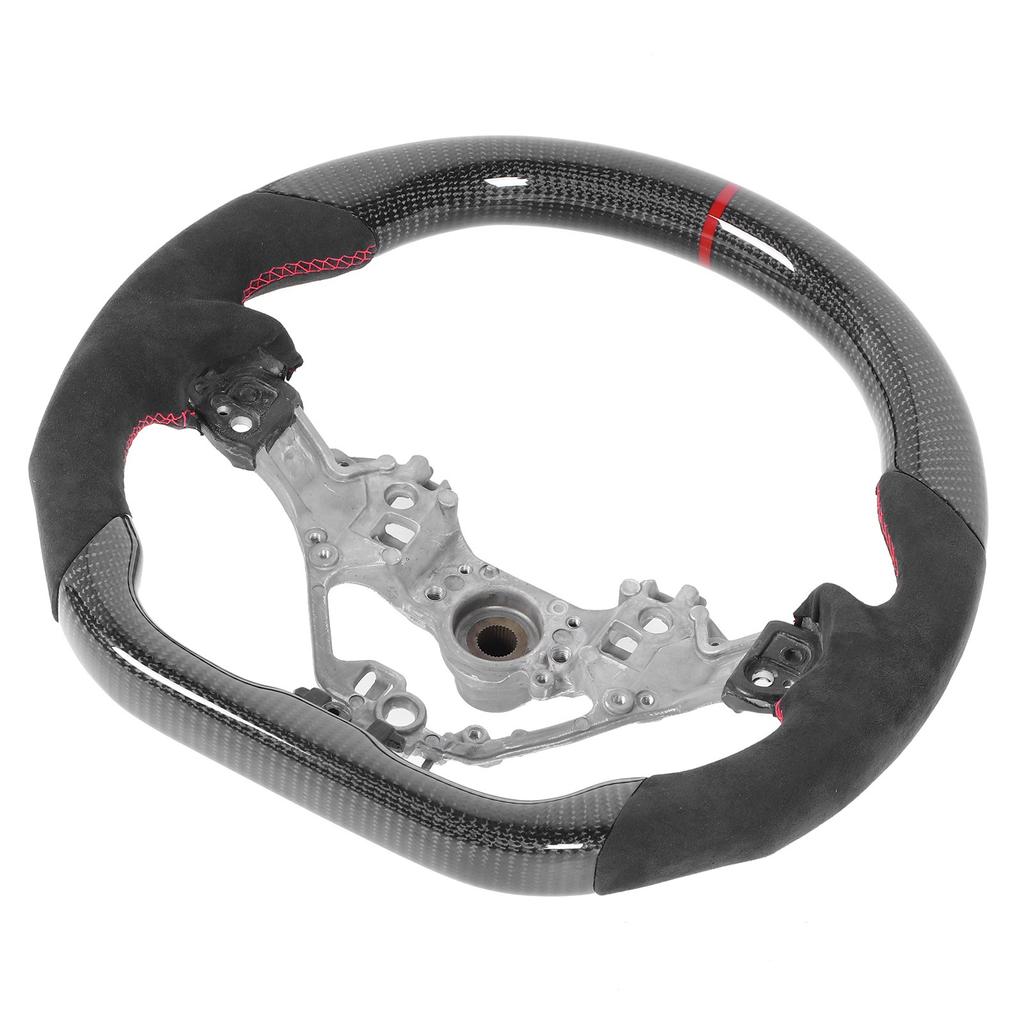 Carbon Fiber Steering Wheel Suede Hand Grips Red Stitching Fit for Subaru BRZ 2017 2020