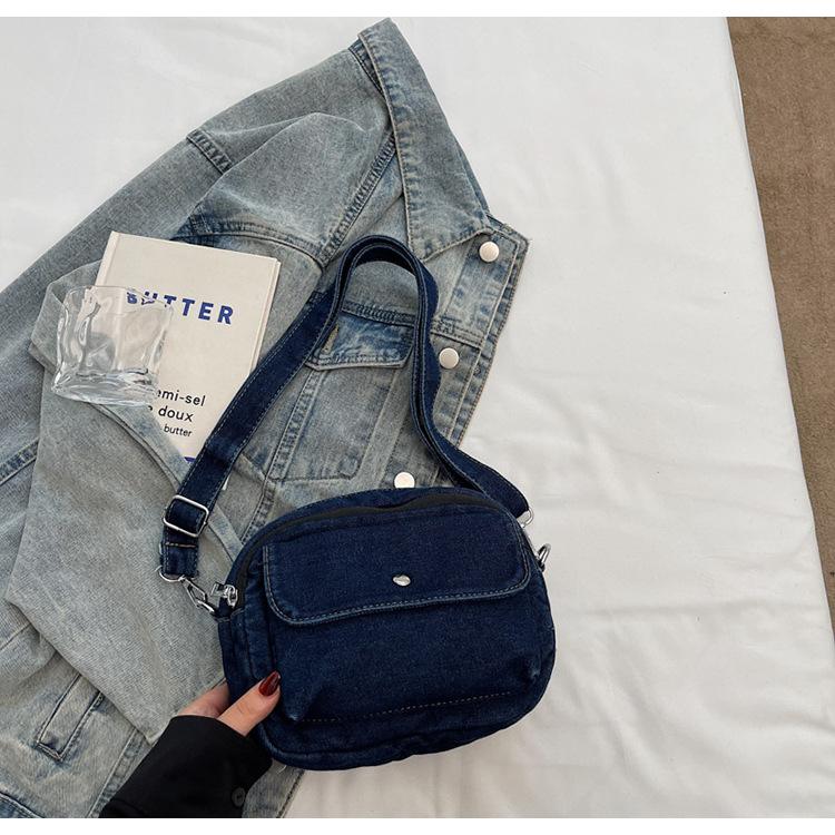 

Small bag 2025 new fashion and popular denim bag casual messenger bag simple foreign style shoulder commuter bag