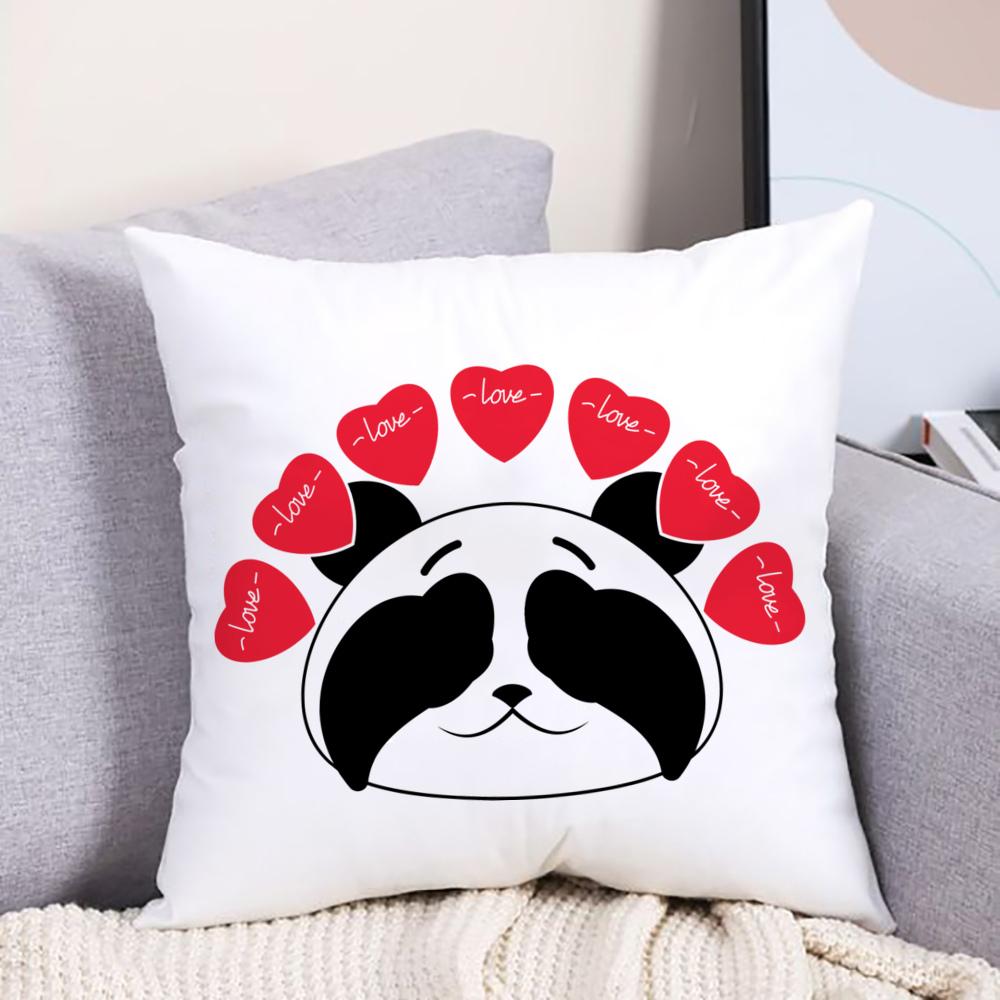Panda Love Pillow Case Cushion Cover for Children Room Soft Pillowcase Bedroom Party Decoration Housewarming Birthday Gifts