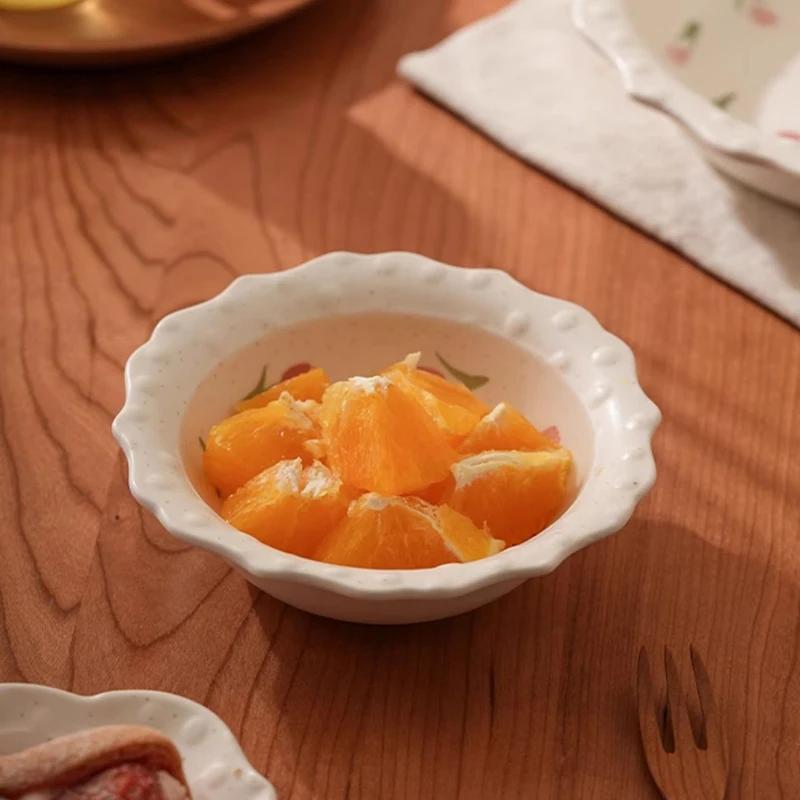 Creative Cute Tulip Ceramic Plate Light Luxury Restaurant Delicious Dishes Deep Plates Home Afternoon Tea Dessert Fruits Plate