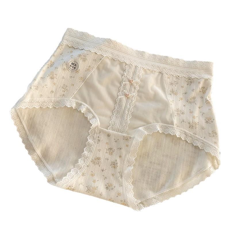 Plus Size Ladies Sweet Soft Lace Floral Close Skin No Trace Comfortable Breathable Hip Lift Mid Waist Underwear