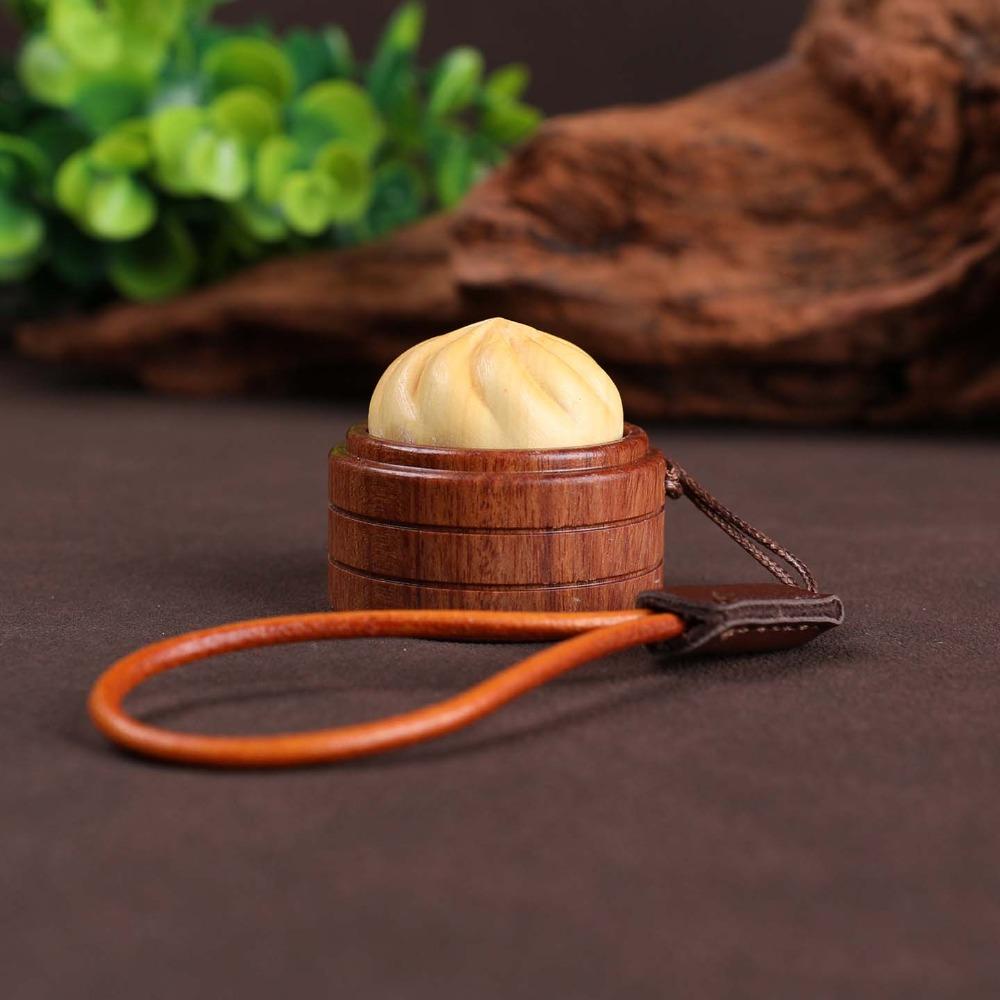 Handmade Cat Paw Clicker Wooden Fidget Key Ring Bag Pendant Sandalwood Figurine Key Chain Car Key
