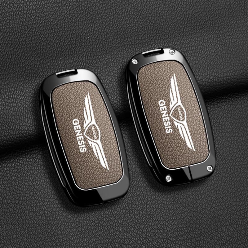 Genesis Autoschlüssel-Etui Hülle für G80/G70/GV80/GV70 - Metall Vollumwickelung mit Schnalle
