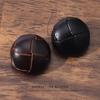 2pcs Hand-Woven Brown Leather Football Buttons, High-End Suit, Coat, Trench Coat, Black Button Buttons