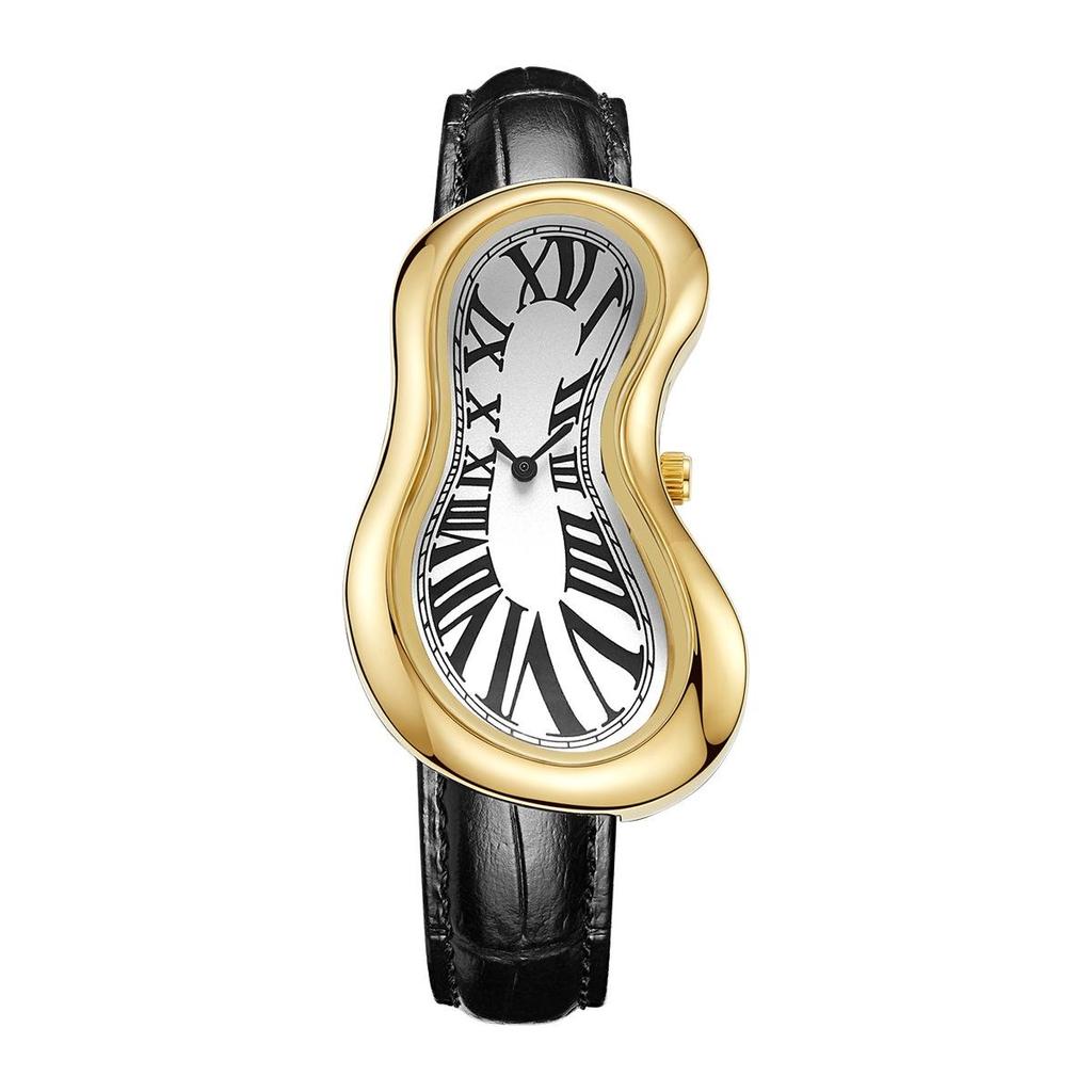 New Y2k Fashion Creative Men Women Melted Twisted Watches Luxury Streetstyle Irregular Shape Dial Unique Design Quartz Watch