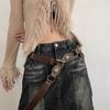 Cowboy-Western-Stil Gürtel Jeansrock Kunstleder Bund verstellbare Länge Multi-Loch-Design braun breiter Gürtel