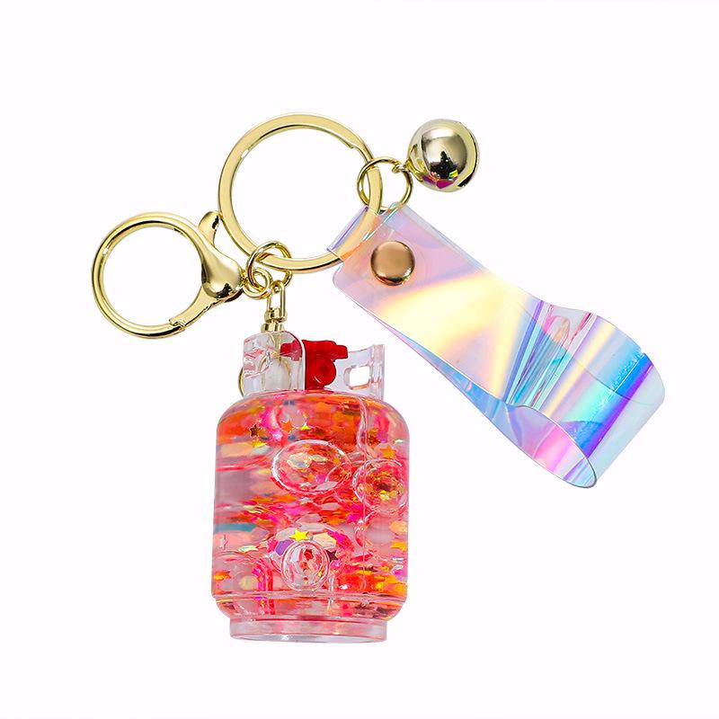Luminous Acrylic Gas Tank Quicksand Keychain Pendant - Small Gift Decoration