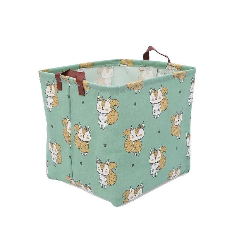 32x32x32cm Oxford Stampa Carina Pieghevoli Cesti Contenitori Contenitori Vestiti Scatole Mini da Scrivania Organizer Trucco Libro Giocattolo per Bambini