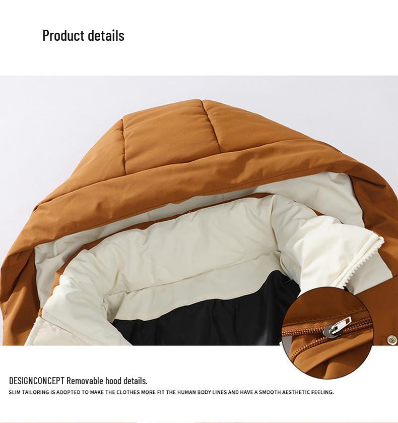 Men's Trendy Winter Hooded Puffer Jacket, Thickened Warm Cotton, 2025 Style