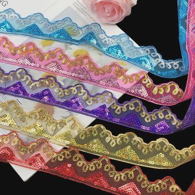 Ready-to-Use Mesh Sequin Embroidery Curtain with Triangle Sequin Edge