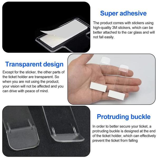 10Pcs Car Windscreen Permit Ticket Clip Transparent Car Parking Ticket Holder Clip for Car Van Caravan Windscreen