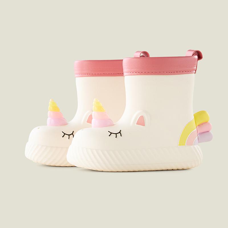 Cheerful Mario Children s rain shoes Cartoon animal Girl rain boots Student water shoes waterproof and non-slip Insole length 14CM белый