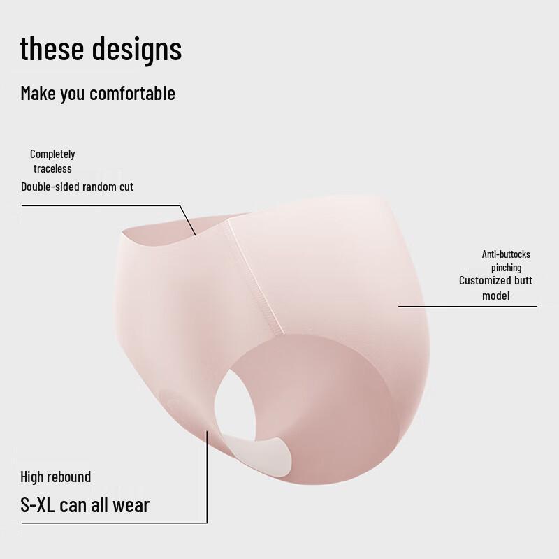 Bananain 300P Women's Seamless Anti-Chafe Mid-Rise Briefs 3-Pack