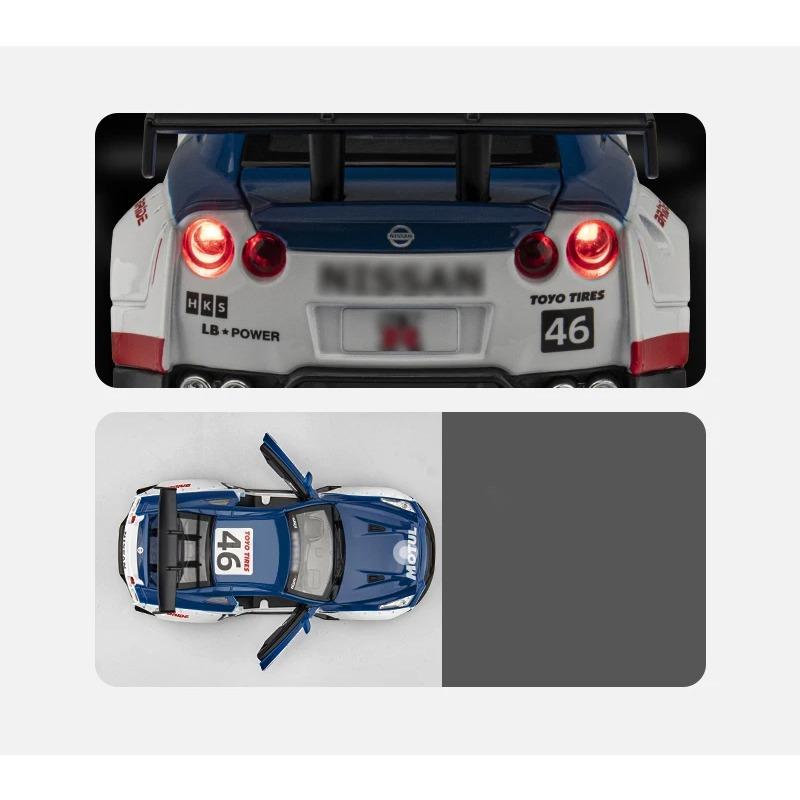 1/22 Nissan Skyline Ares GTR R35 Racing Diecasts & Toy Vehicles Toy Alloy Car Model Sound and Light Collection Kids Toys