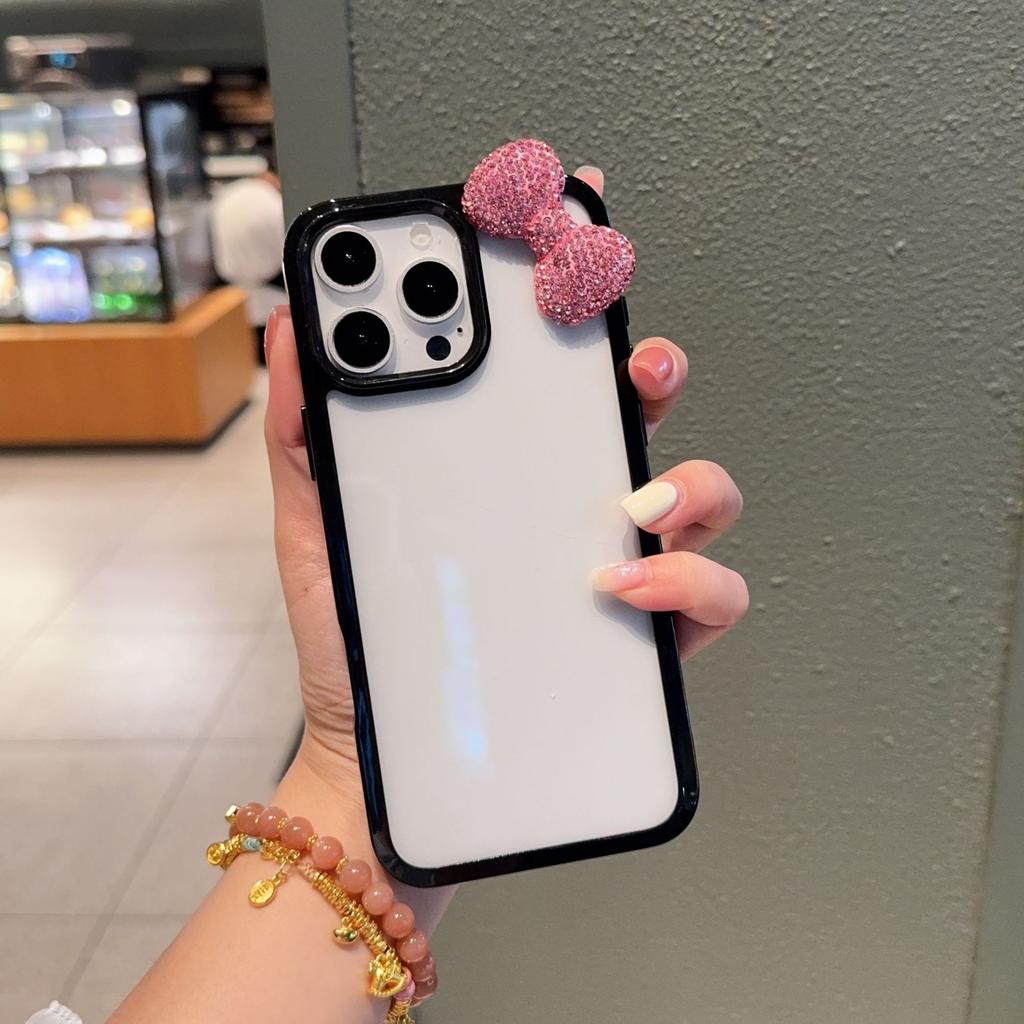 Large Hole Acrylic Rhinestone Bow Is Suitable for Apple 16promax Mobile Phone Case, Apple 15promax All-inclusive 14.