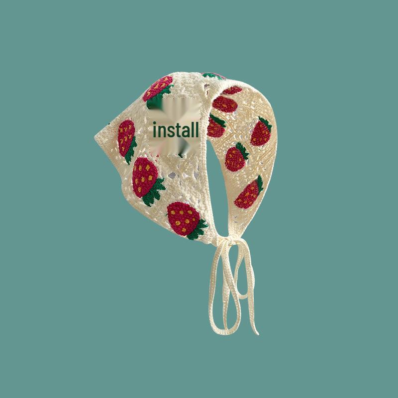 Daisy Knit Triangle Headscarf - Pure Cotton French Countryside Style Hairband for Women